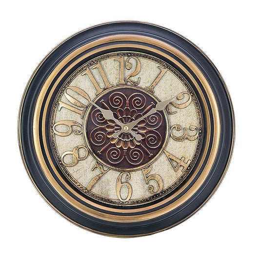 inart Ρολόι Τοίχου Πλαστικό Χρυσό/Μαύρο 3-20-385-0020
