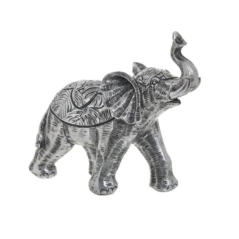 inart Διακοσμητικός Ελέφαντας Πολυρεσίνης Ασημί/Μαύρος 3-70-211-0118
