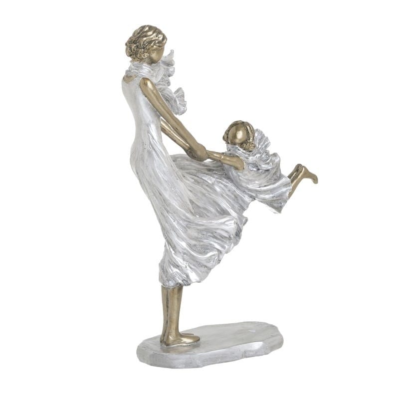 inart Διακοσμητική Μητέρα με Παιδί Πολυρεσίνης Λευκή/Χρυσή 3-70-401-0127