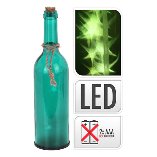 JK Home Διακοσμητικό Μπουκάλι με Λαμπάκια LED Γυάλινο Πράσινο 334319