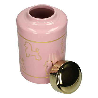JK Home Βάζο με Καπάκι Πορσελάνινο Ροζ/Χρυσό 7413