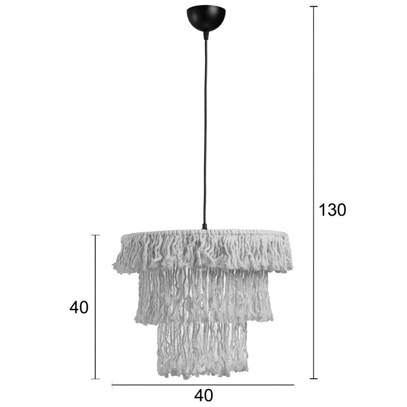 Φωτιστικό Οροφής Σχοινί Εκρού 40x40x40