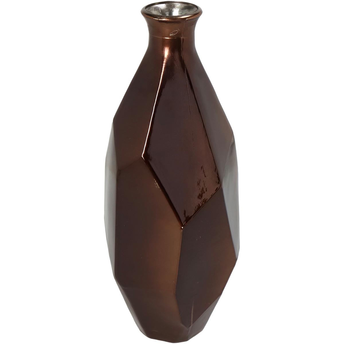 Βάζο Γυάλινο Μπρονζέ 13x13x31