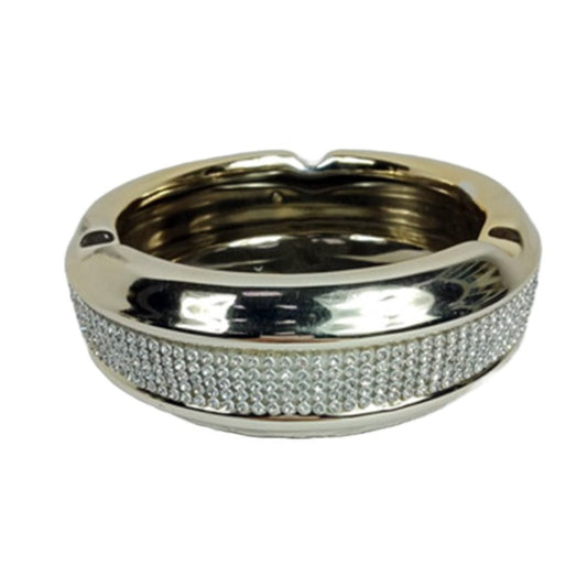 Σταχτοδοχείο με Στρας Κεραμικό Ασημί 15x15x6