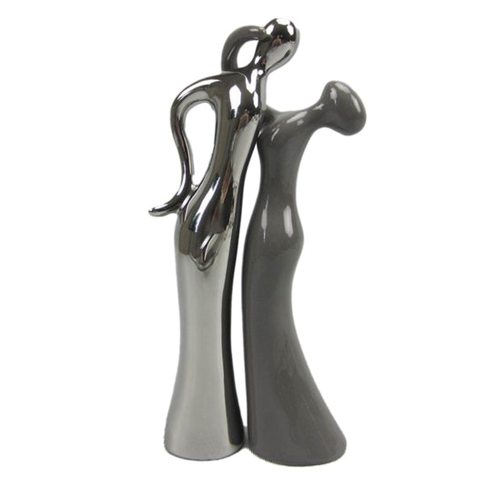 Διακοσμητικό Ζευγάρι Κεραμικό Ασημί/Γκρι 15x7x31