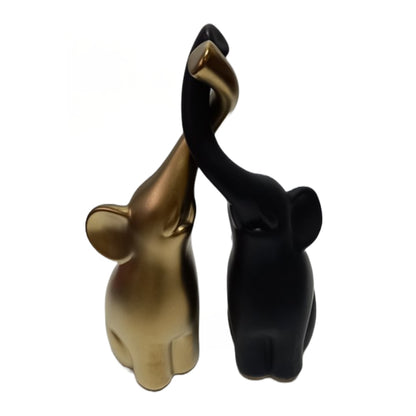 Karvounis Διακοσμητικοί Ελέφαντες Κεραμικοί Χρυσοί/Μαύροι K8105/K8106C-GOLD