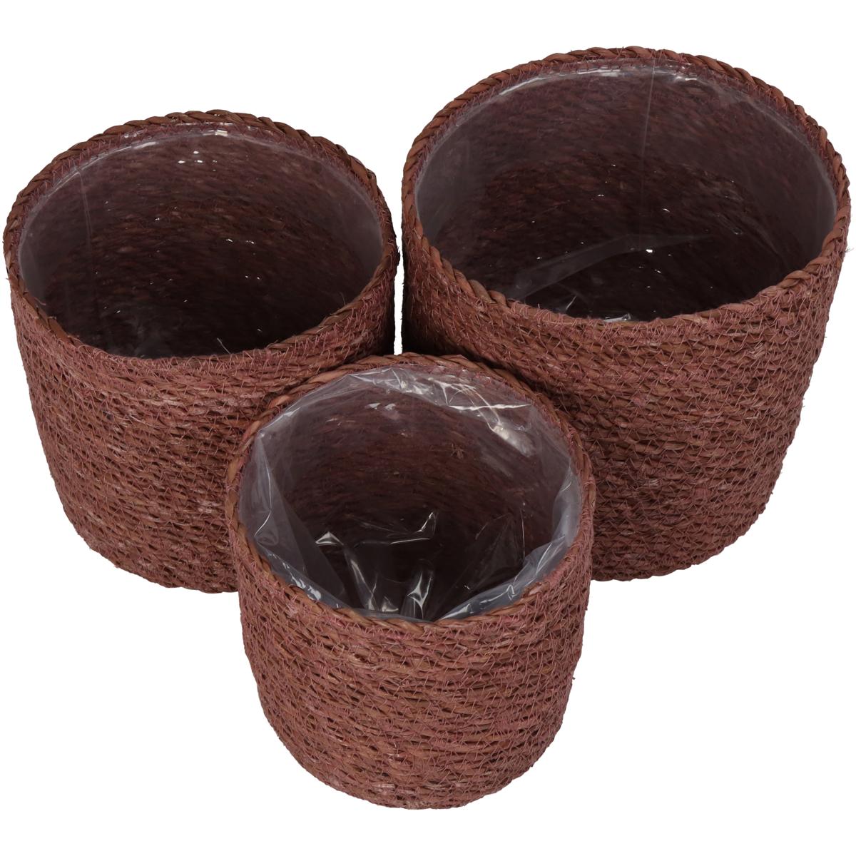 Καλάθι Almond Seagrass 20x20x18 Σετ 3 Τμχ