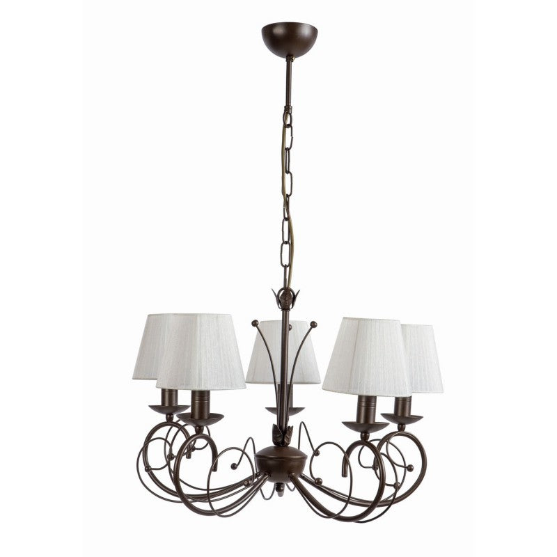 Φωτιστικό Πολύφωτο 5φ Μέταλλο Καφέ με Αμπαζούρ Ε14