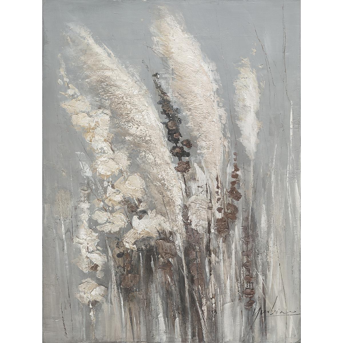 Πίνακας 'Λουλούδια' Καμβάς Γκρι/Καφέ 90x3x120