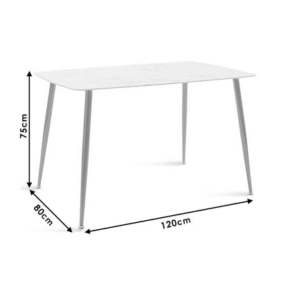 Τραπέζι Γυάλινο/Μεταλλικό Λευκό/Χρυσό 120x80x75