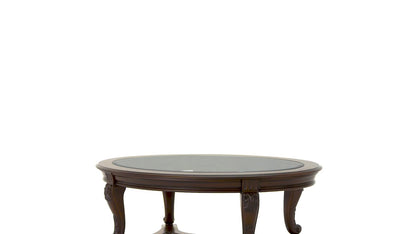 Τραπέζι Σαλονιού Ξύλινο/Γυάλινο Καφέ/Διάφανο 122x86x52
