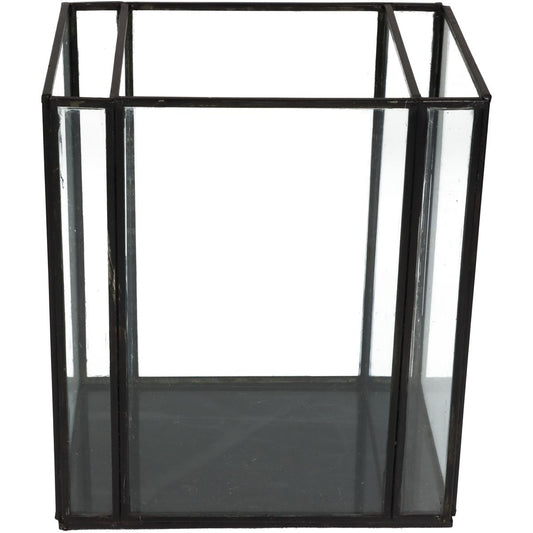 Κηροπήγιο Μεταλλικό/Γυάλινο Μαύρο/Διάφανο 18x13x21