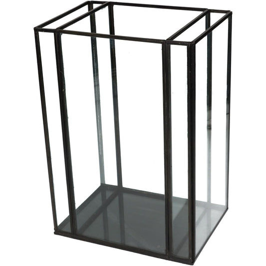 Κηροπήγιο Μεταλλικό/Γυάλινο Μαύρο/Διάφανο 18x13x26