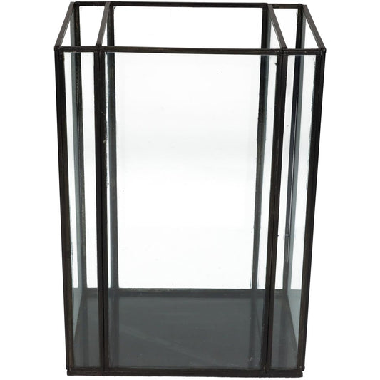 Κηροπήγιο Μεταλλικό/Γυάλινο Μαύρο/Διάφανο 18x13x26