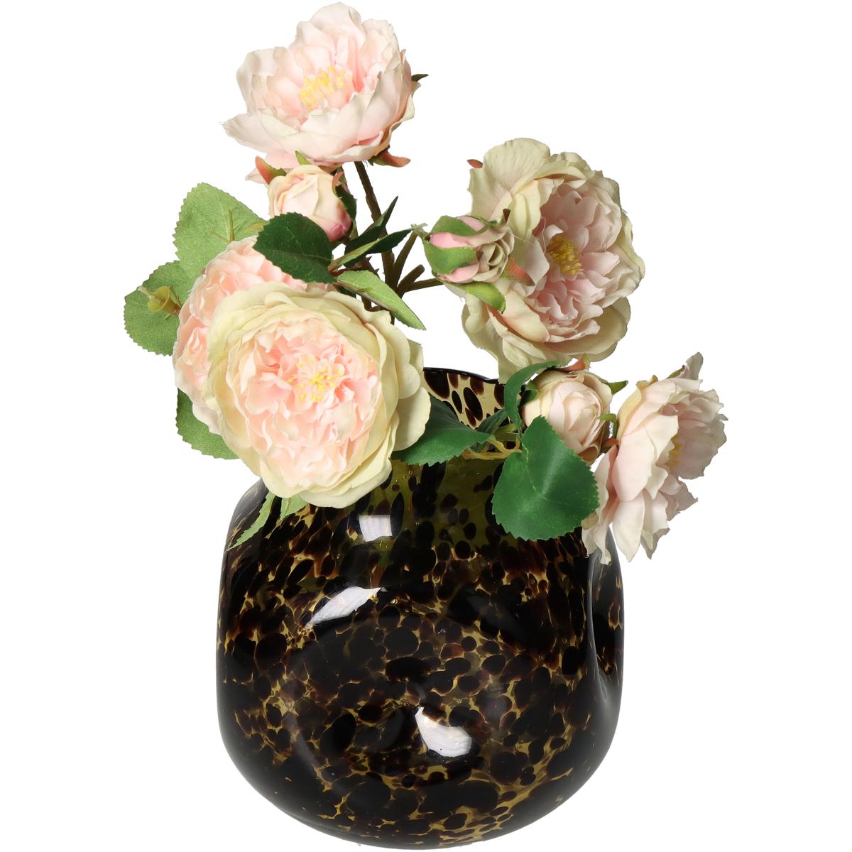 Βάζο Γυάλινο Καφέ/Μελί 15x15x15