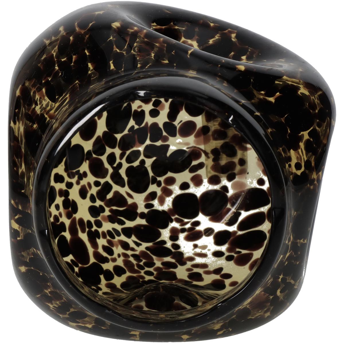 Βάζο Γυάλινο Καφέ/Μελί 15x15x15