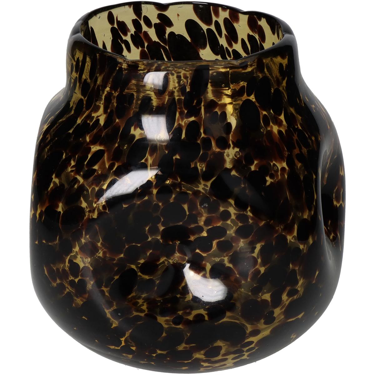 Βάζο Γυάλινο Καφέ/Μελί 15x15x15