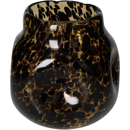 Βάζο Γυάλινο Καφέ/Μελί 15x15x15