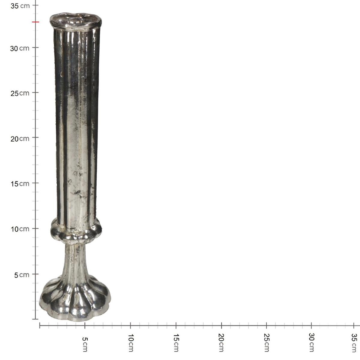 Βάζο Φλάουτο Χειροποίητο Ασημί Γυαλί 8.5x8.5x33