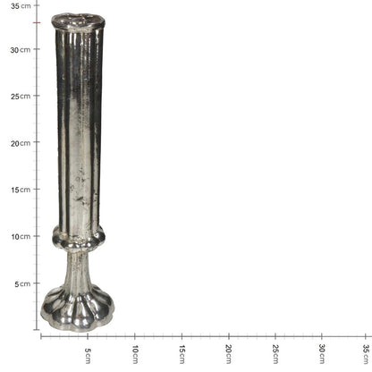 Βάζο Φλάουτο Χειροποίητο Ασημί Γυαλί 8.5x8.5x33