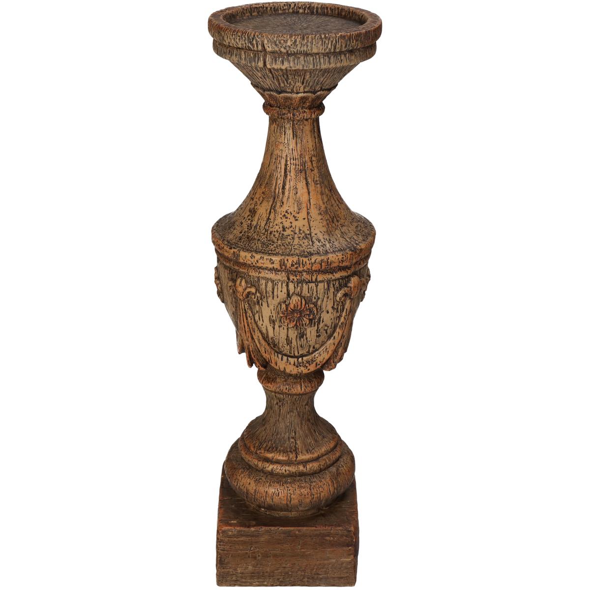 Κηροπήγιο Πολυρεσίνης Αντικέ Καφέ 10x10x37