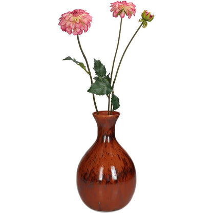 Βάζο Γυάλινο Κόκκινο/Διάφανο 16x16x25