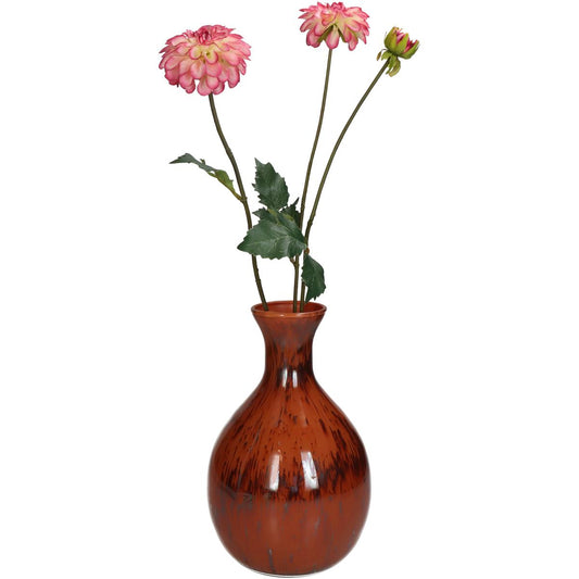 Βάζο Γυάλινο Κόκκινο/Διάφανο 16x16x25