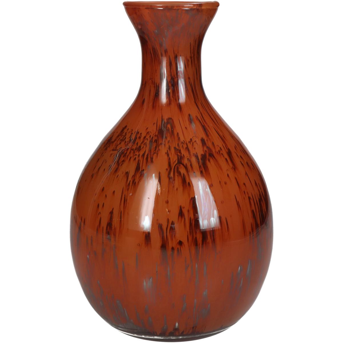 Βάζο Γυάλινο Κόκκινο/Διάφανο 16x16x25