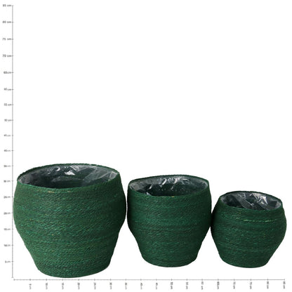 Καλάθι Πράσινο Seagrass 34x34x36cm Σετ 3Τμχ