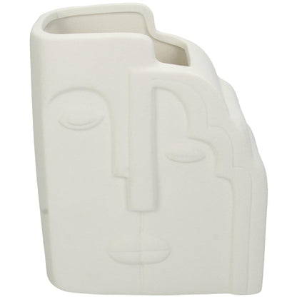 Βάζο 'Πρόσωπα' Κεραμικό Λευκό 15x9x17