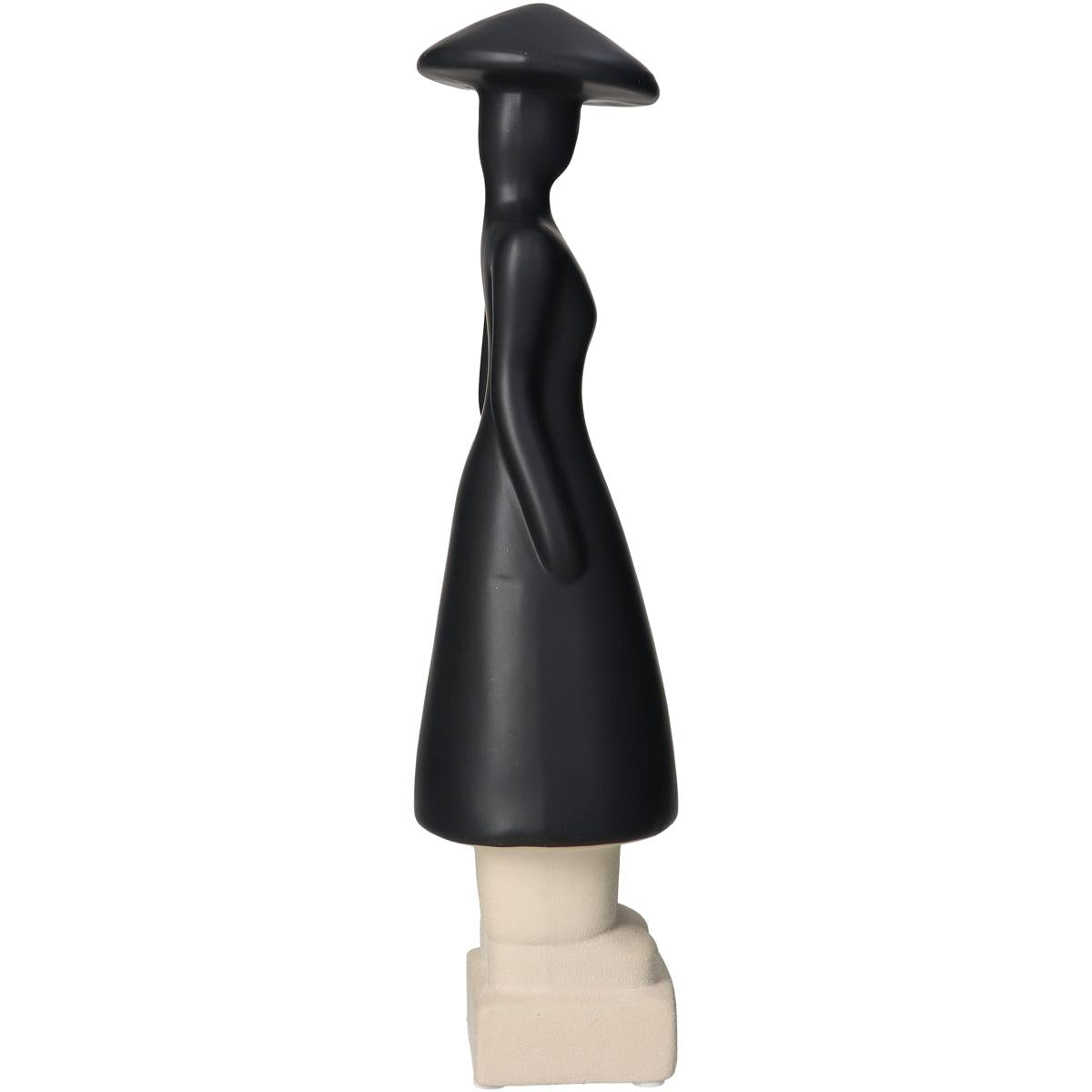 Επιτραπέζιο Διακοσμητικό 'Άνθρωπος' Κεραμικό Μαύρο/Εκρού 9x8x32