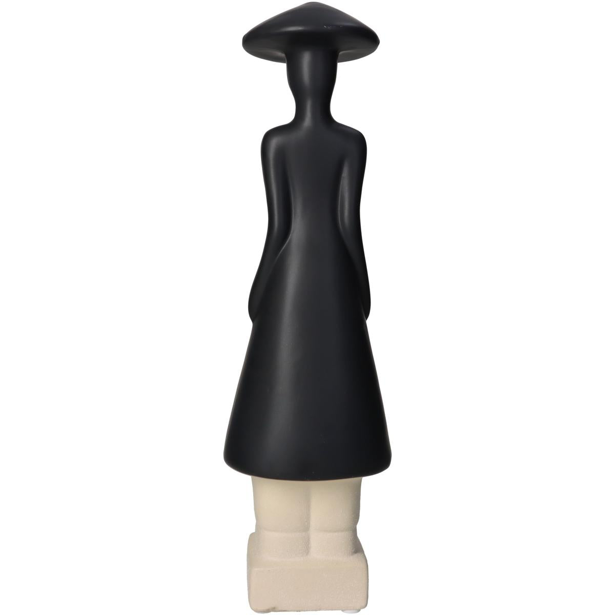 Επιτραπέζιο Διακοσμητικό 'Άνθρωπος' Κεραμικό Μαύρο/Εκρού 9x8x32