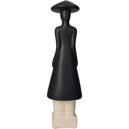 Επιτραπέζιο Διακοσμητικό 'Άνθρωπος' Κεραμικό Μαύρο/Εκρού 9x8x32