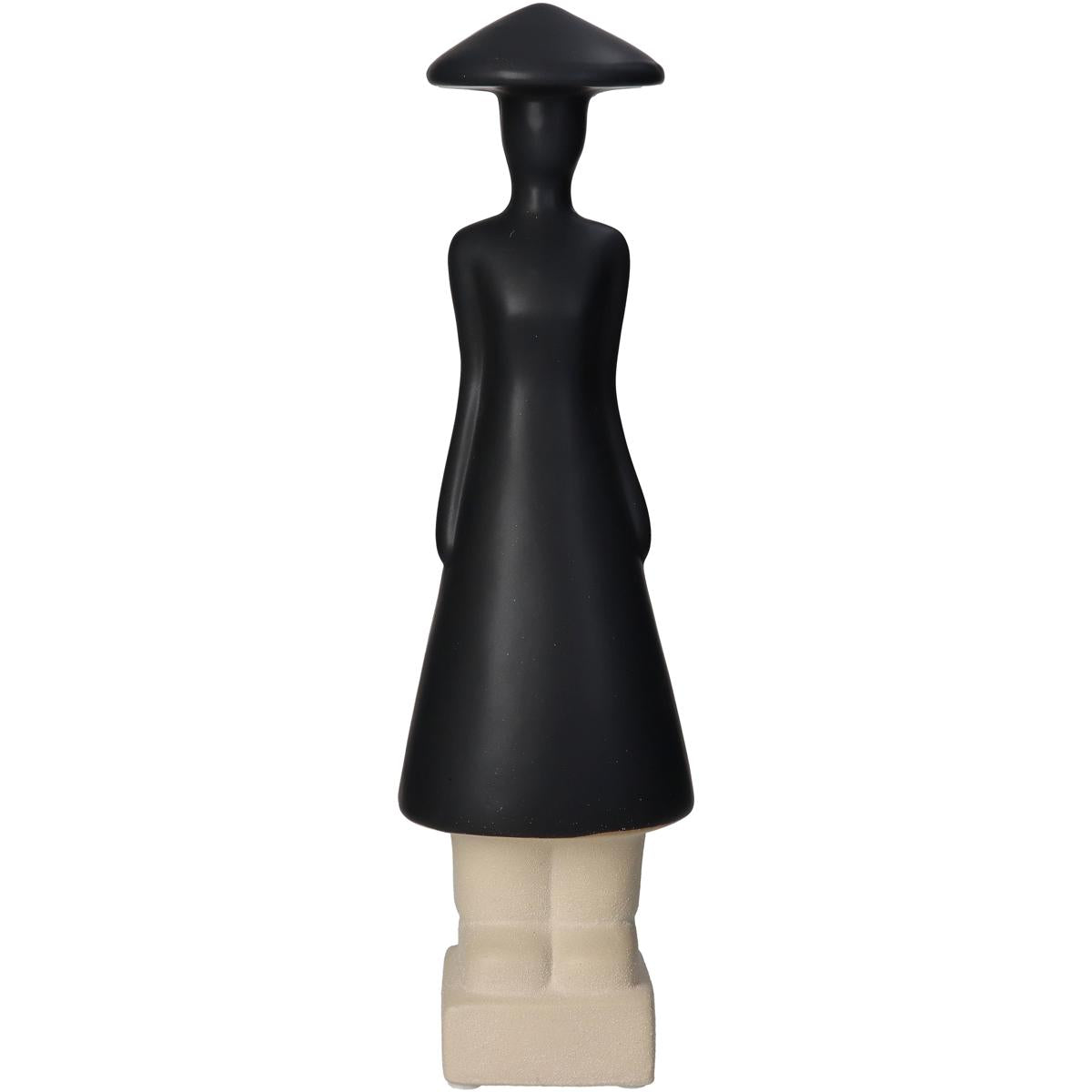 Επιτραπέζιο Διακοσμητικό 'Άνθρωπος' Κεραμικό Μαύρο/Εκρού 9x8x32