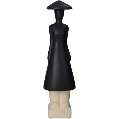 Επιτραπέζιο Διακοσμητικό 'Άνθρωπος' Κεραμικό Μαύρο/Εκρού 9x8x32