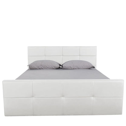 ArteLibre Κρεβάτι Διπλό με Αποθηκευτικό Χώρο Δερματίνης Λευκό 14320004